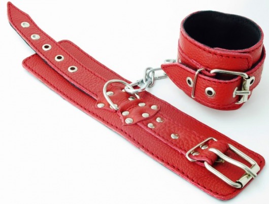 Красные кожаные наручники - БДСМ Арсенал - купить с доставкой в Новосибирске
