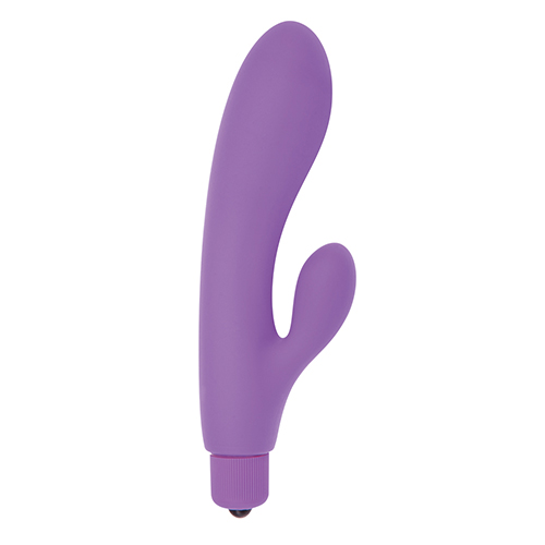 Фиолетовый вибратор с клиторальным пальчиком TINY RABBIT SILICONE - 15 см. - Toyz4lovers