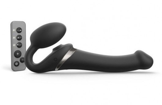 Черный безремневой страпон Multi Orgasm Size M с клиторальной стимуляцией - Strap-on-me - купить с доставкой в Новосибирске