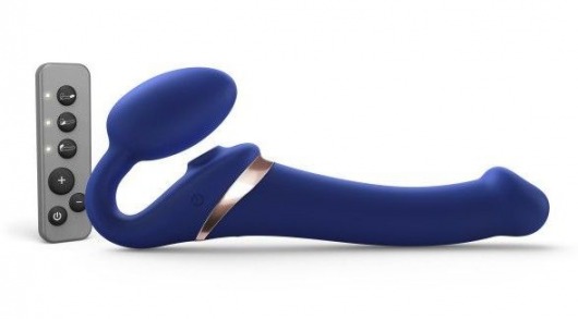 Синий безремневой страпон Multi Orgasm Size M с клиторальной стимуляцией - Strap-on-me - купить с доставкой в Новосибирске