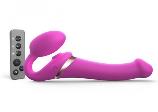 Ярко-розовый безремневой страпон Multi Orgasm Size M с клиторальной стимуляцией - Strap-on-me - купить с доставкой в Новосибирске