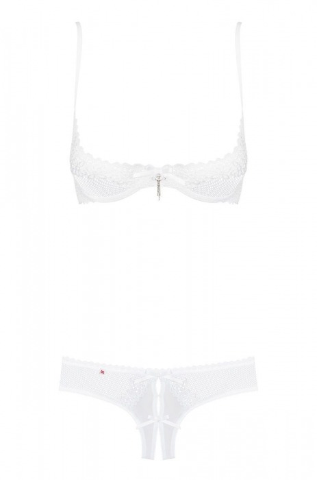 Комплект из трусиков  open-croatch  и лифа с открытыми чашками Alabastra Set - Obsessive купить с доставкой