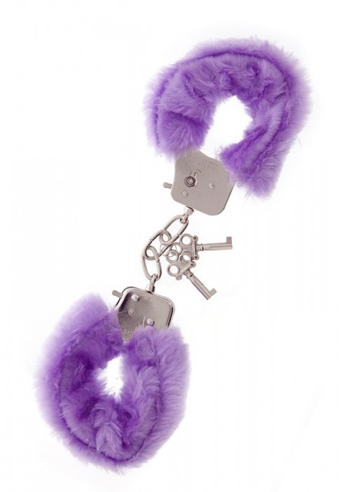 Фиолетовые меховые наручники METAL HANDCUFF WITH PLUSH LAVENDER - Dream Toys - купить с доставкой в Новосибирске