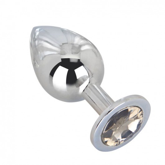 Большой стальной плаг с серым кристаллом Silver Rain - 9,5 см. - Erotic Fantasy - купить с доставкой в Новосибирске