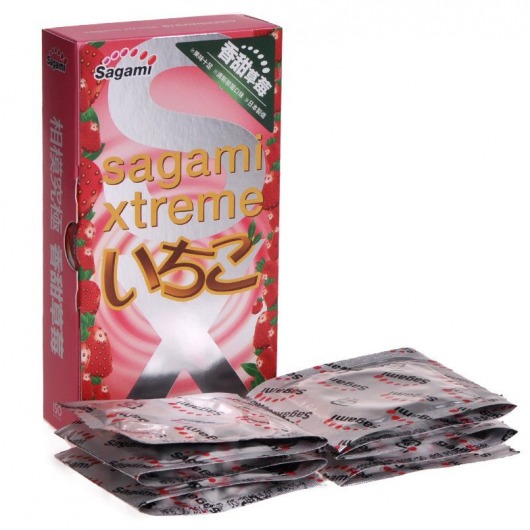 Презервативы Sagami Xtreme Strawberry c ароматом клубники - 10 шт. - Sagami - купить с доставкой в Новосибирске