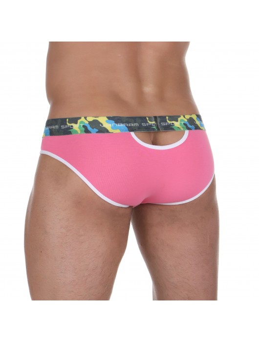 Розовые мужские трусы-слипы с пикантными вырезами под поясом - VAN BAAM купить с доставкой