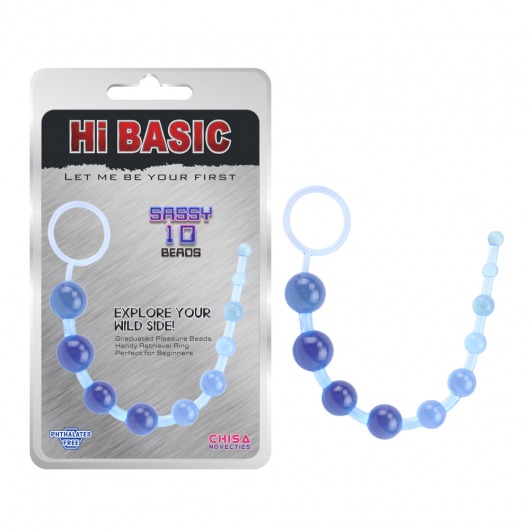 Голубая анальная цепочка Sassy Anal Beads - 26,7 см. - Chisa