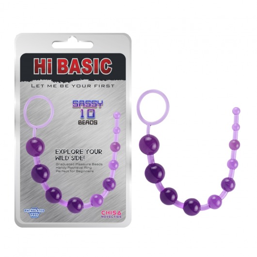 Фиолетовая анальная цепочка Sassy Anal Beads - 26,7 см. - Chisa