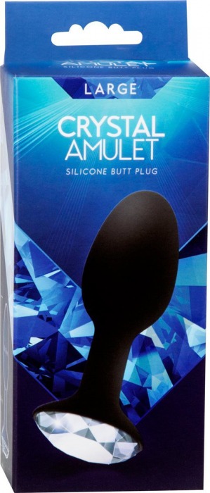 Чёрная силиконовая анальная пробка с кристаллом в основании - 8,5 см. - Seven Creations - купить с доставкой в Новосибирске