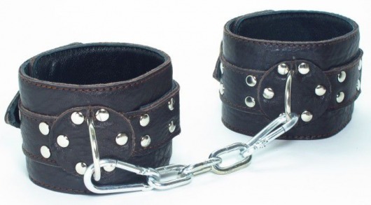 Кожаные наручники на металлической цепочке - БДСМ Арсенал - купить с доставкой в Новосибирске