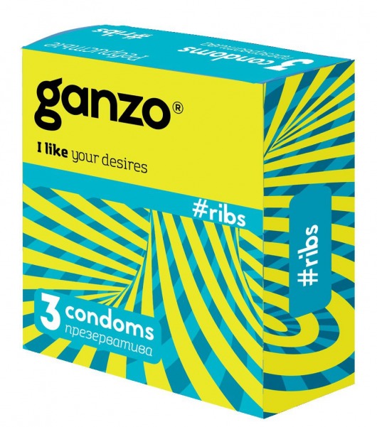 Презервативы с ребристой структурой Ganzo Ribs - 3 шт. - Ganzo - купить с доставкой в Новосибирске