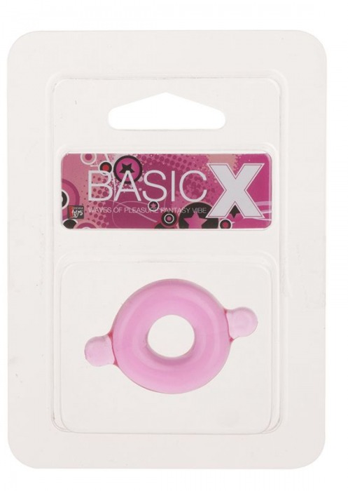 Розовое эрекционное кольцо с ушками для удобства надевания BASICX TPR COCKRING PINK - Dream Toys - в Новосибирске купить с доставкой