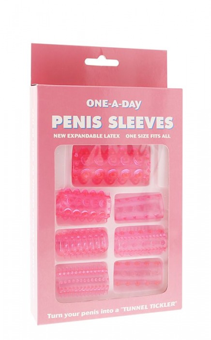 Набор из 7 розовых насадок на пенис ONE-A-DAY PENIS SLEEVES PINK - Seven Creations - в Новосибирске купить с доставкой