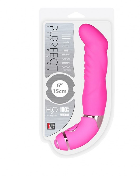 Розовый вибростимулятор точки G PURRFECT SILICONE 6INCH 10FUNCTIONS - 15 см. - Dream Toys