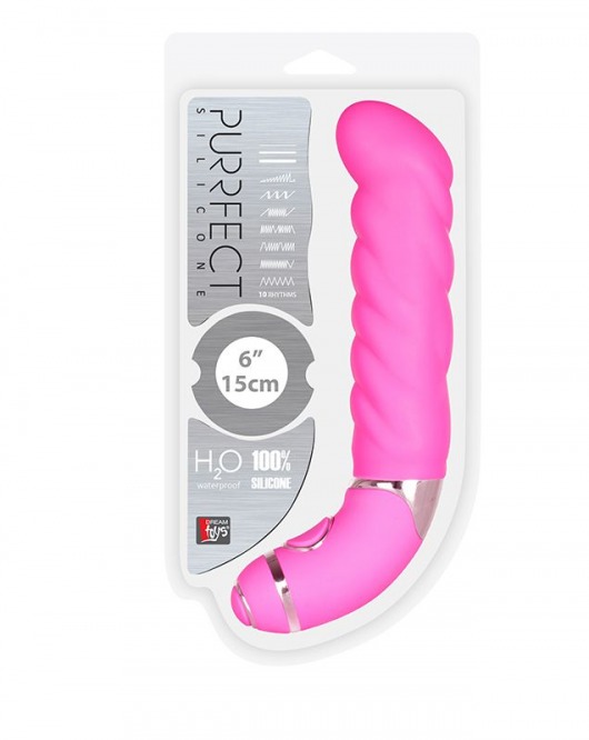 Розовый силиконовый вибростимулятор точки G PURRFECT SILICONE 6INCH 10FUNCTIONS - 15 см. - Dream Toys