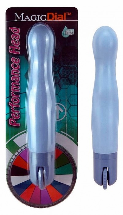 Голубой вибромассажёр с поворотным колёсиком Magic Dial - 19,5 см. - Seven Creations