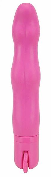 Розовый волнообразный вибромассажёр с колёсиком Magic Dial - 19,5 см. - Seven Creations