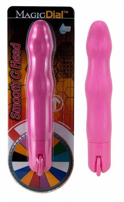 Розовый волнообразный вибромассажёр с колёсиком Magic Dial - 19,5 см. - Seven Creations