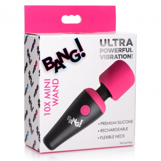 Розово-черный мини-вибромассажер 10X Vibrating Mini Silicone Wand - XR Brands