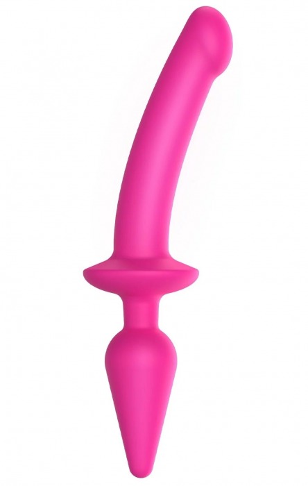 Ярко-розовый двусторонний фаллоимитатор Switch Plug-In Semi-Realistic Size L - Strap-on-me купить с доставкой в интернет-магазине Orgasmix в Новосибирске Ярко-розовый двусторонний фаллоимитатор Switch Plug-In Semi-Realistic Size L - Strap-on-me