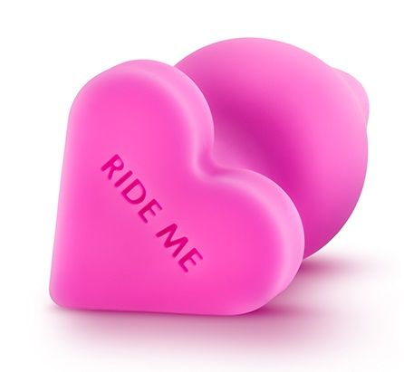 Розовый анальный плаг с основанием-сердечком NAGHTIER CANDY HEART RIDE ME - 10,6 см. - Blush Novelties - купить с доставкой в Новосибирске