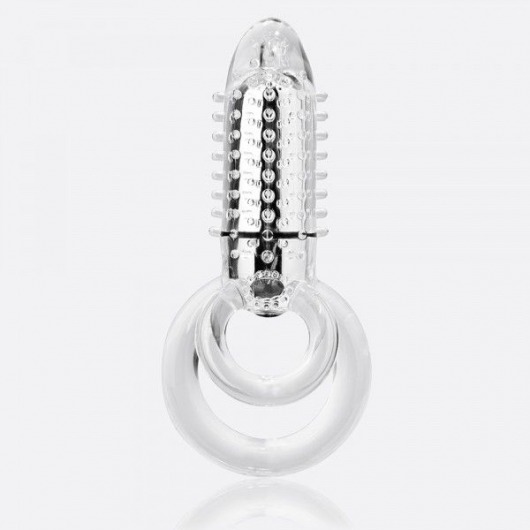 Прозрачное эрекционное кольцо с вибрацией DOUBLE O 8 CLEAR - Screaming O - в Новосибирске купить с доставкой