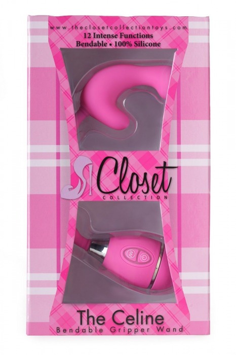 Розовый вибростимулятор на гибкой ручке THE CELINE GRIPPER - Closet Collection