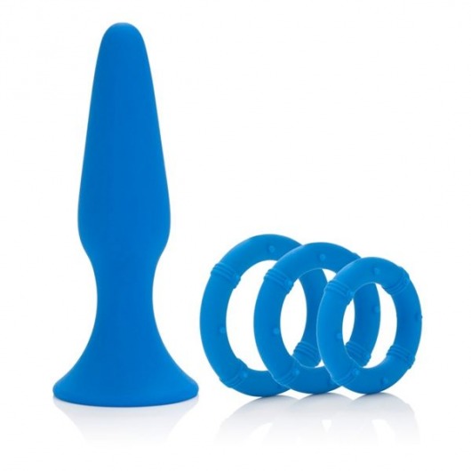 Синий набор Posh Silicone Performance Kits: анальная пробка и 3 эрекционных кольца - California Exotic Novelties