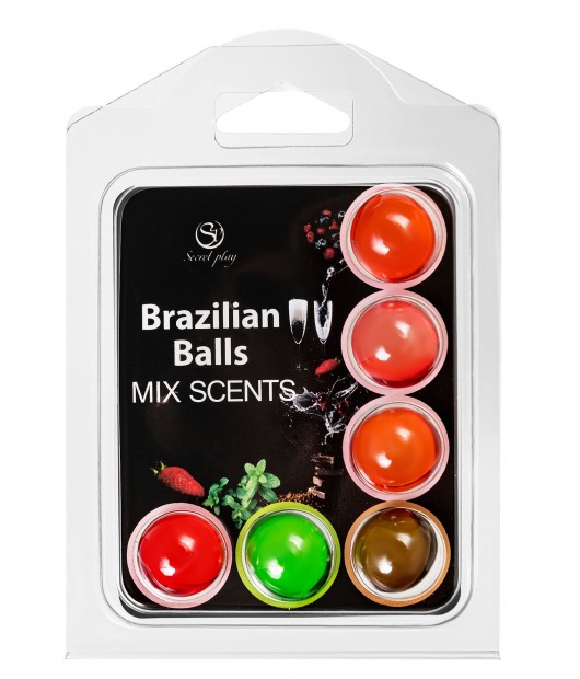 Набор из 6 шариков с ароматизированными массажными маслами Brazilian Balls - Secret Play - купить с доставкой в Новосибирске