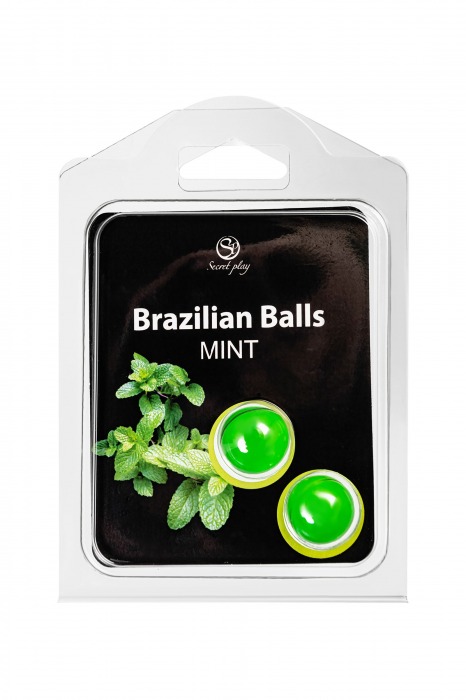 Набор из 2 шариков с массажным маслом Brazilian Balls с ароматом мяты - Secret Play - купить с доставкой в Новосибирске