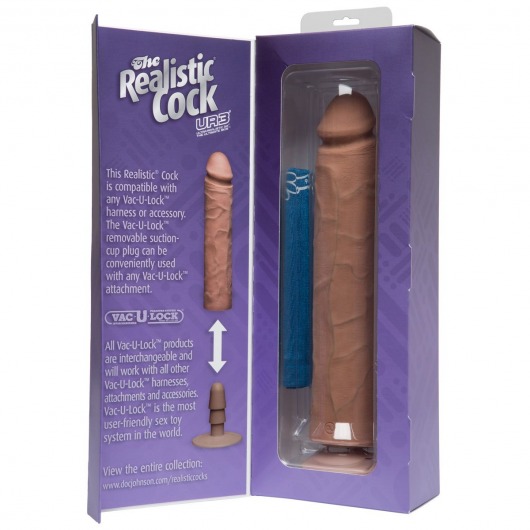 Большой коричневый фаллоимитатор на присоске - 31 см. - Doc Johnson