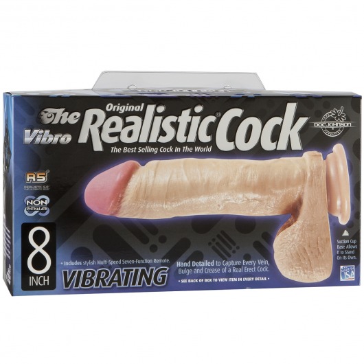 Вибромассажер реалистичной формы The Realistic Cock Vibrating 8” - 23,6 см. - Doc Johnson