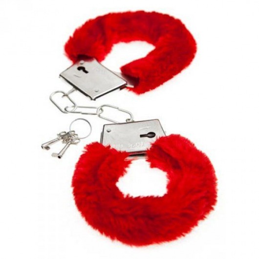 Красные меховые наручники Love с ключиками - Baile - купить с доставкой в Новосибирске