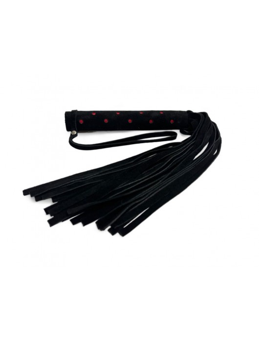 Черная замшевая плеть с красными точками на рукояти Red dot Princess - 43 см. - БДСМ Арсенал - купить с доставкой в Новосибирске