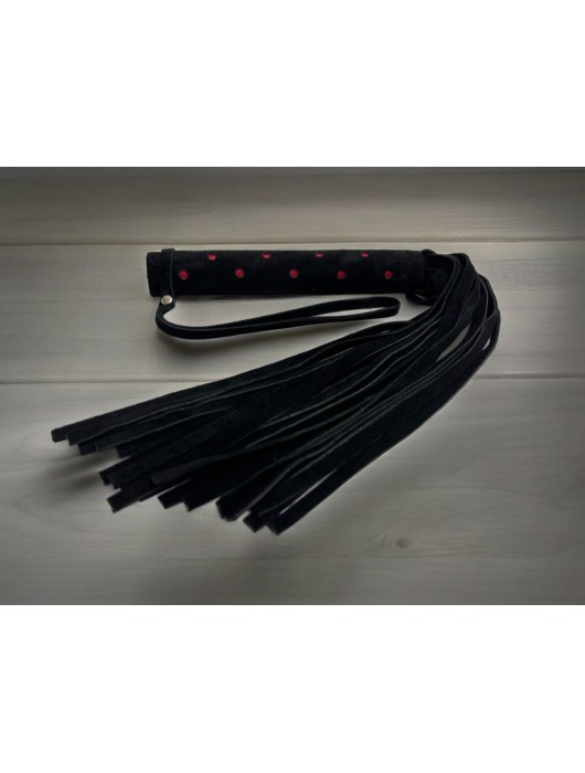 Черная замшевая плеть с красными точками на рукояти Red dot Princess - 43 см. - БДСМ Арсенал - купить с доставкой в Новосибирске