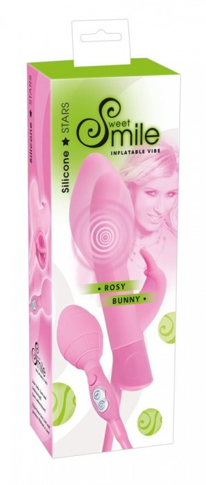 Розовый вибратор с функцией расширения Rosy Bunny - 20 см. - Orion