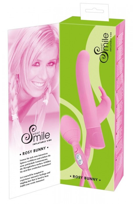 Розовый вибратор с функцией расширения Rosy Bunny - 20 см. - Orion