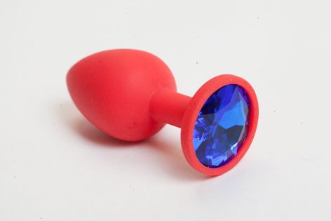 Красная силиконовая пробка с синим стразом - 7,1 см. - 4sexdreaM - купить с доставкой в Новосибирске
