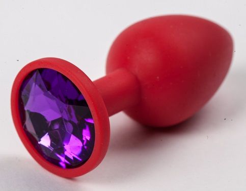 Красная силиконовая пробка с фиолетовым кристаллом - 7,1 см. - 4sexdreaM - купить с доставкой в Новосибирске
