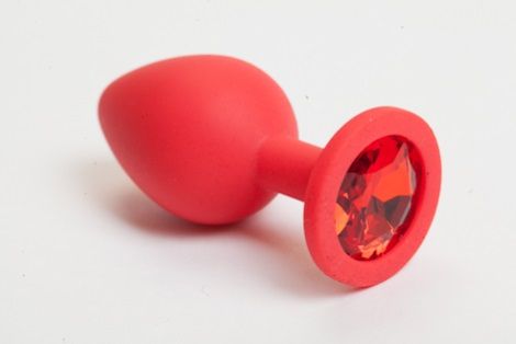 Красная силиконовая пробка с алым стразом - 7,1 см. - 4sexdreaM - купить с доставкой в Новосибирске