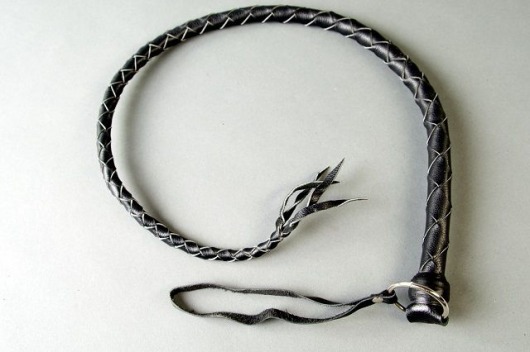 Черная кожаная однохвостая плеть - 60 см. - Подиум - купить с доставкой в Новосибирске