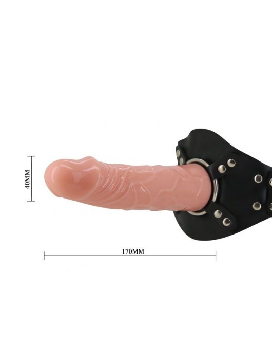 Телесный фаллос с креплением на ногу - 17 см. - Baile - купить с доставкой в Новосибирске