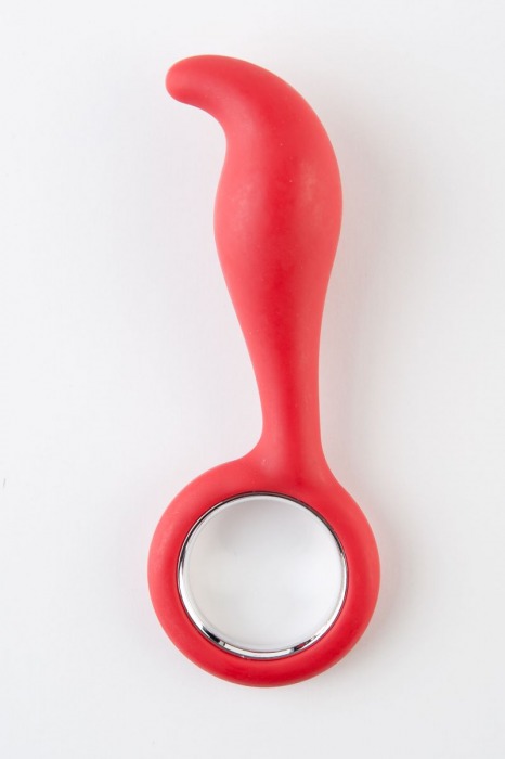 Красный анальный стимулятор с ручкой-кольцом - 14 см. - ToyFa
