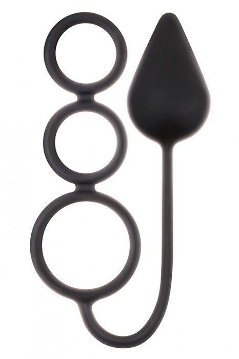Чёрная анальная пробка Renegade 3 Ring Circus Large Black с эрекционными кольцами - NS Novelties