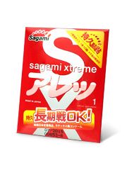 Утолщенный презерватив Sagami Xtreme FEEL LONG с точками - 1 шт. - Sagami - купить с доставкой в Новосибирске
