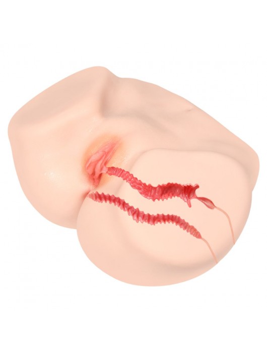 Телесный полуторс с двойным слоем материала и вибрацией Vanilla Onahole Real Vagina - KOKOS - в Новосибирске купить с доставкой