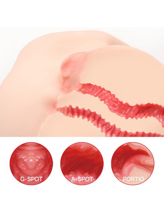 Телесный полуторс с двойным слоем материала и вибрацией Vanilla Onahole Real Vagina - KOKOS - в Новосибирске купить с доставкой