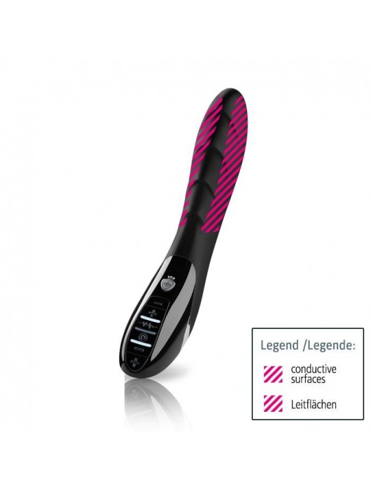 Вибратор с электростимуляцией Sizzling Simon Black Edition - 27 см. - MyStim - купить с доставкой в Новосибирске