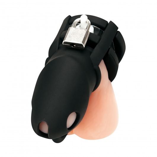 Черная клетка для пениса Silicone Small 2 in Cock Cage With Ball Divider - BlueLine - купить с доставкой в Новосибирске