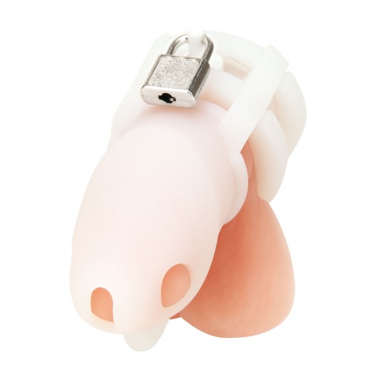 Белая клетка для пениса Silicone Small 2 in Cock Cage With Ball Divider - BlueLine - купить с доставкой в Новосибирске